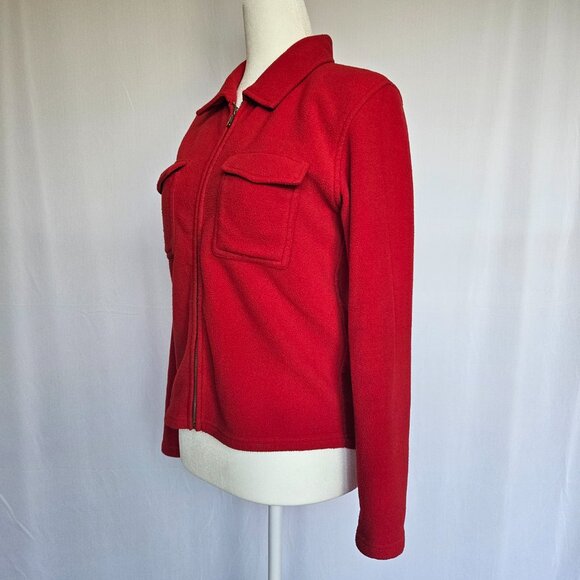 GAP Women's Red Fleece Zippered Jacket with Pockets, Size XS - Picture 1 of 16
